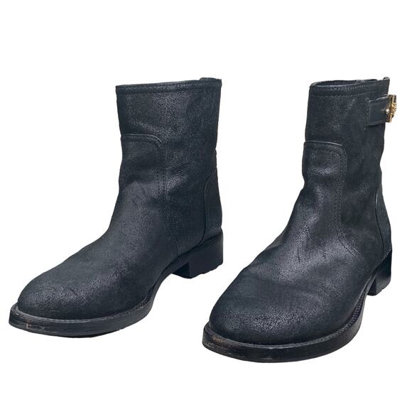 Tory Burch Women's Selena Black Distressed Suede Leather Ankle Boot Size US 8.5 - Picture 6 of 10